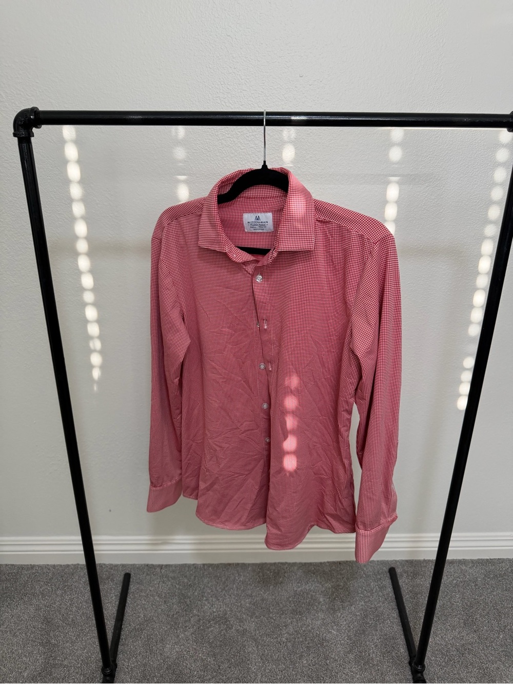 Mizzen+Main Red Micro-Check Dress Shirt